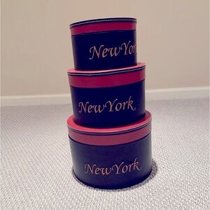 Set of 3 Decorative Round Boxes. Excellent Condition, Like New.